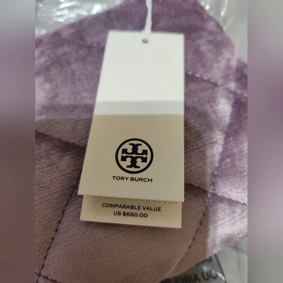 Tory Burch Willa Zip Quilted Handbag Lilac Gunmetal NWT - Picture 5 of 16